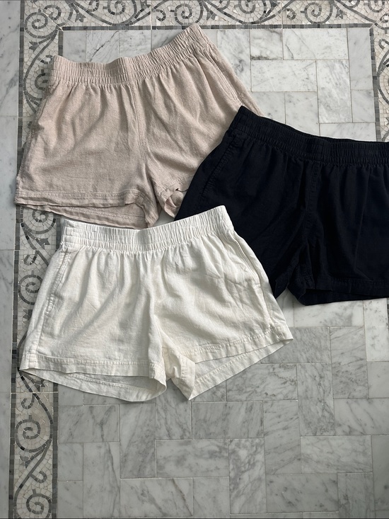 Old Navy Pants - Old Navy M Women’s Elastic-Waist Linen Blend Casual Shorts - Black, White, Oat